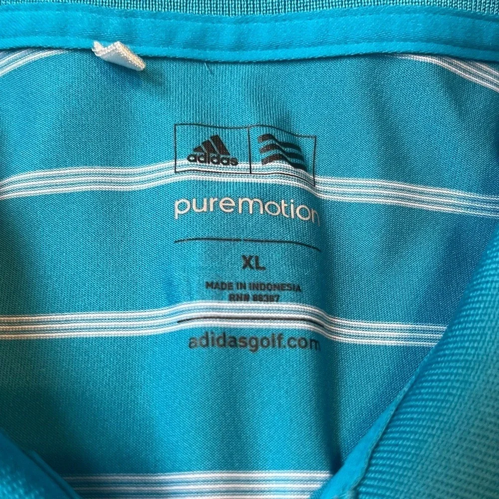 Adidas Mens XL Blue Puremotion Short Sleeve Golf Polo shirt‎